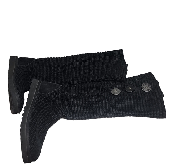 Ugg Black Classic Cardy Knit Boots Women's Size 7 - Picture 4 of 16